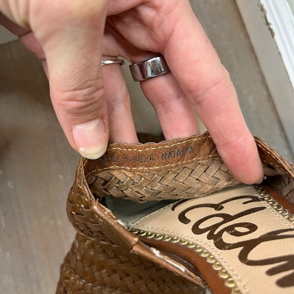 Sam Edelman Natalya Woven Brown Leather Mule Slides Sz 6 Boho Beach Vacation - Picture 6 of 7